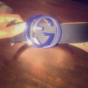 Gucci belt navy blue